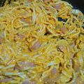 El cooksnap de Priscila López cuando hizo Sopa de espagueti con champiñones.