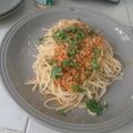 El cooksnap de irma fregozo cuando hizo Espagueti con carne molida en chipotle.