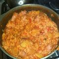 El cooksnap de Nestor Gutierrez cuando hizo Guiso de arroz, papas y salchichas parrilleras.