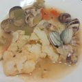 El cooksnap de Ari Rodriguez cuando hizo Lomos de Bacalao con tomate pimientos y almejas.