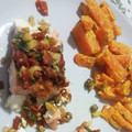 El cooksnap de javier cuando hizo Filete de pescado con pasta de aceitunas, tomate y alcaparras.
