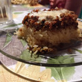 El cooksnap de Noelia cuando hizo Pastel de arroz tostado con carne molida, cebolla y queso.