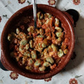 El cooksnap de Mari Luz Sáez cuando hizo Habitas con jamón en salsa de tomate.