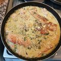 El cooksnap de Sebastian Gerace cuando hizo Cocina para parejas: Salmón rosado con camarones.
