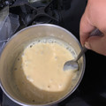 El cooksnap de Fernanda Monardes cuando hizo Salsa de Queso cheddar.