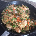 El cooksnap de Esme Fernández cuando hizo Arroz tres delicias.