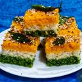 Sneha Kasat's cooksnap of when they made Tricolor Rava Dhokla.