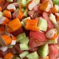 El cooksnap de astrid badia cuando hizo Ensaladita de tomate, pepino y surimi.