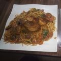 Chizzy's cooksnap of when they made Spagetti with scent leaves.