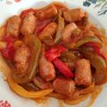 El cooksnap de Sandra cuando hizo Salteado de salchichas con pimientos tricolor.
