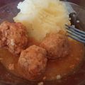 El cooksnap de Mile Bustamante cuando hizo Albóndigas con puré y huevo poché.