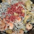 El cooksnap de Sandra cuando hizo Alcachofas con gulas, gambas y jamón.
