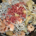 El cooksnap de Sandra cuando hizo Alcachofas con gulas, gambas y jamón.