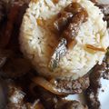 El cooksnap de Angelo cuando hizo Fajitas de hígado con cebolla y morrón acompañadas con arroz.