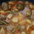 El cooksnap de David cuando hizo Estofado de ternera con patatas y menestra.