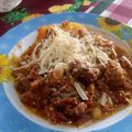 El cooksnap de Marie cuando hizo Polenta con salsa y carne picada.