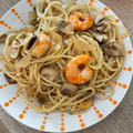 El cooksnap de Débora Cantero Martínez cuando hizo Espaguetis con champiñones y langostinos.