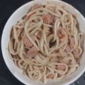 El cooksnap de Roger Hernandez cuando hizo Pastas con atún y salchichas.