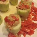 El cooksnap de Cora cuando hizo Pepino relleno de tomate y atún, con aliño de ajito picado, perejil y aceite .