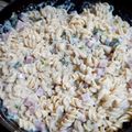 El cooksnap de andrea cuando hizo Tirabuzones con salsa de verdeo y jamón.