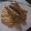 El cooksnap de Eduardo Agudo Alba cuando hizo Abanico al romero a baja temperatura sobre parmentier de patata y calabaza.