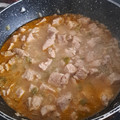 El cooksnap de Isa Roldan cuando hizo Carne de cerdo en salsa.