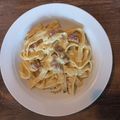 El cooksnap de Sandy Sepúlveda cuando hizo Tallarines a la carbonara 🍝🥚🧀🥓.