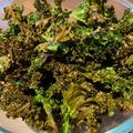 Becky's cooksnap of when they made Kickin' Garlic Kale Crisps.