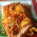 El cooksnap de Monica cuando hizo Lasaña fácil con boloñesa, jamón y queso.