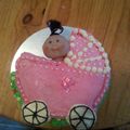 meri's cooksnap of when they made Baby Shower Pram Cake.