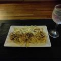 El cooksnap de Fernando Perez cuando hizo Pasta con camarones y champiñones.