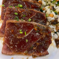 El cooksnap de Mich Romero cuando hizo Atún rojo de almadraba con soja y arroz con semillas y zanahoria.