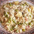 Shagufta Asif's cooksnap of when they made Aloo and Matar pulao.