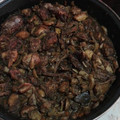 El cooksnap de Montse Paz Lopez cuando hizo Conejo con chocolate y champiñones.