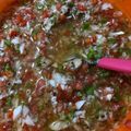 El cooksnap de Romina Stricker cuando hizo Salsa criolla.