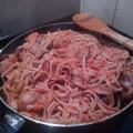 El cooksnap de Jessica cuando hizo Espaguetis con gambas y almejas🍝.