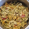 El cooksnap de Pilar Castro cuando hizo Macarrones al pesto con bacon.