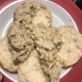 Breanna Grimes's cooksnap of when they made Chicken gravy over biscuits with green beans.