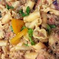 helgren22's cooksnap of when they made Bow Ties with sausage tomatoes and cream.