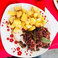 El cooksnap de mariana ojeda cuando hizo Lomo al vino tinto champiñones y papas al horno.