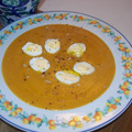 El cooksnap de Rosalia Mena cuando hizo Crema de calabaza, zanahoria y queso con espárragos a la plancha.
