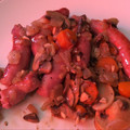 El cooksnap de Ana María Gonzalez Mendoza cuando hizo Salchichas de pollo con verduras y arroz aromatizado.