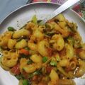 Kajal Agarwal का कुकस्नैप जब उन्होंने मसाला मैकरॉनी (masala macaroni recipe in Hindi) बनाया था।