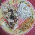 El cooksnap de Johanna Andrade cuando hizo Pechugas de pollo con espaguetis y tomates.