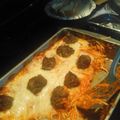Courtney Nicole Skinner's cooksnap of when they made Vermont Cheddar Stuffed Meatballs with baked spaghetti..
