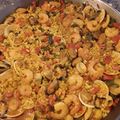 El cooksnap de David cuando hizo Paella de cigalas gambones almejas y sepia.