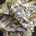 El cooksnap de Raki cuando hizo Dorada al horno con langostinos y almejas.