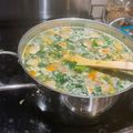 Lily's cooksnap of when they made Chicken Meatball Noodle Soup.