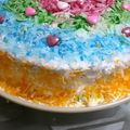 Hussain Sajjadi 's cooksnap of when they made Coconut Cake with colored coconut decorations for any holiday.