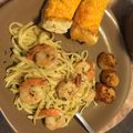 Cole Gorman's cooksnap of when they made Shrimp Scampi with Linguini.